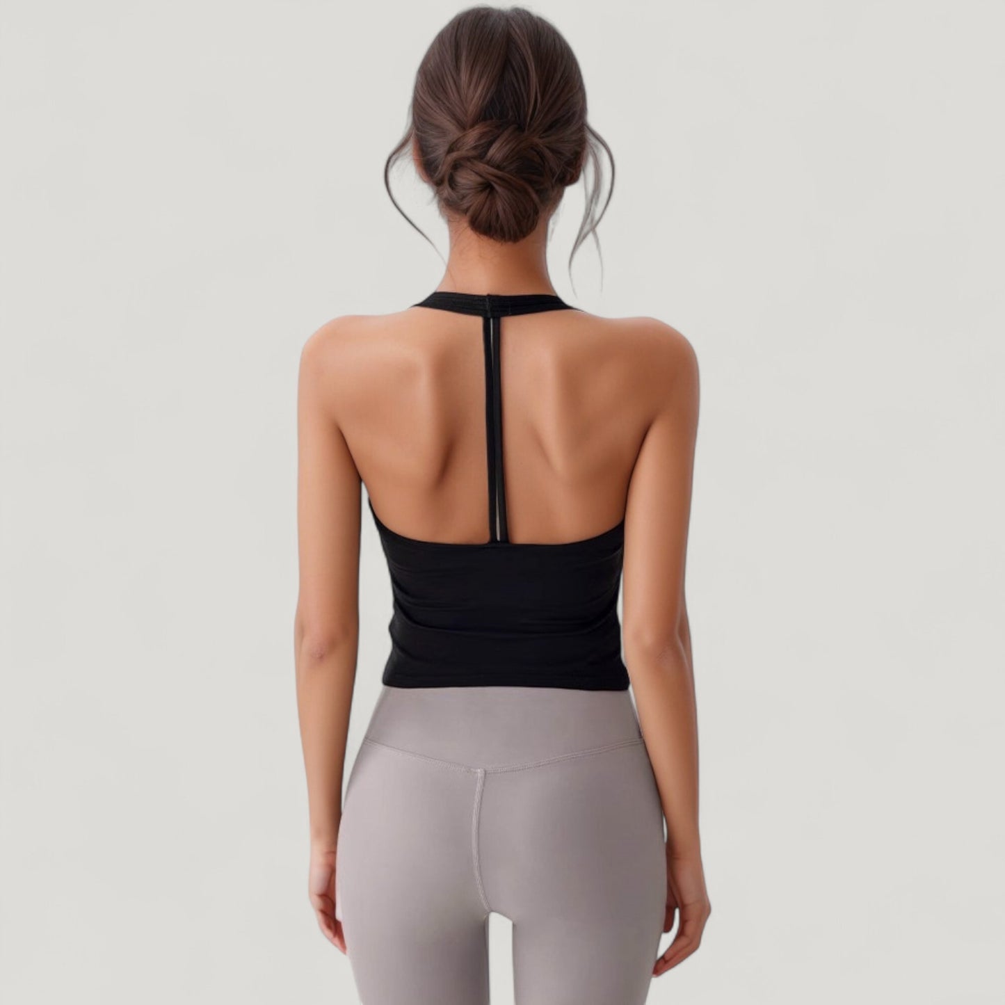 Anna-Kaci Active Women's V-Neck Cropped Activewear Tank with T-Strap Back and Stretch Fabric