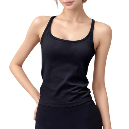 Anna-Kaci Active Women's Scoop Neck Fitted Activewear Tank Top with Racerback Design and Soft Stretch Fabric