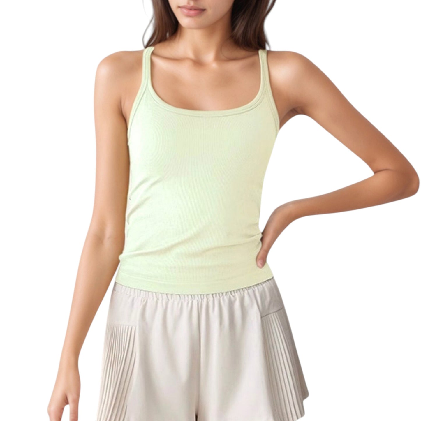 Anna-Kaci Active Women's Scoop Neck Fitted Activewear Tank Top with Racerback Design and Soft Stretch Fabric