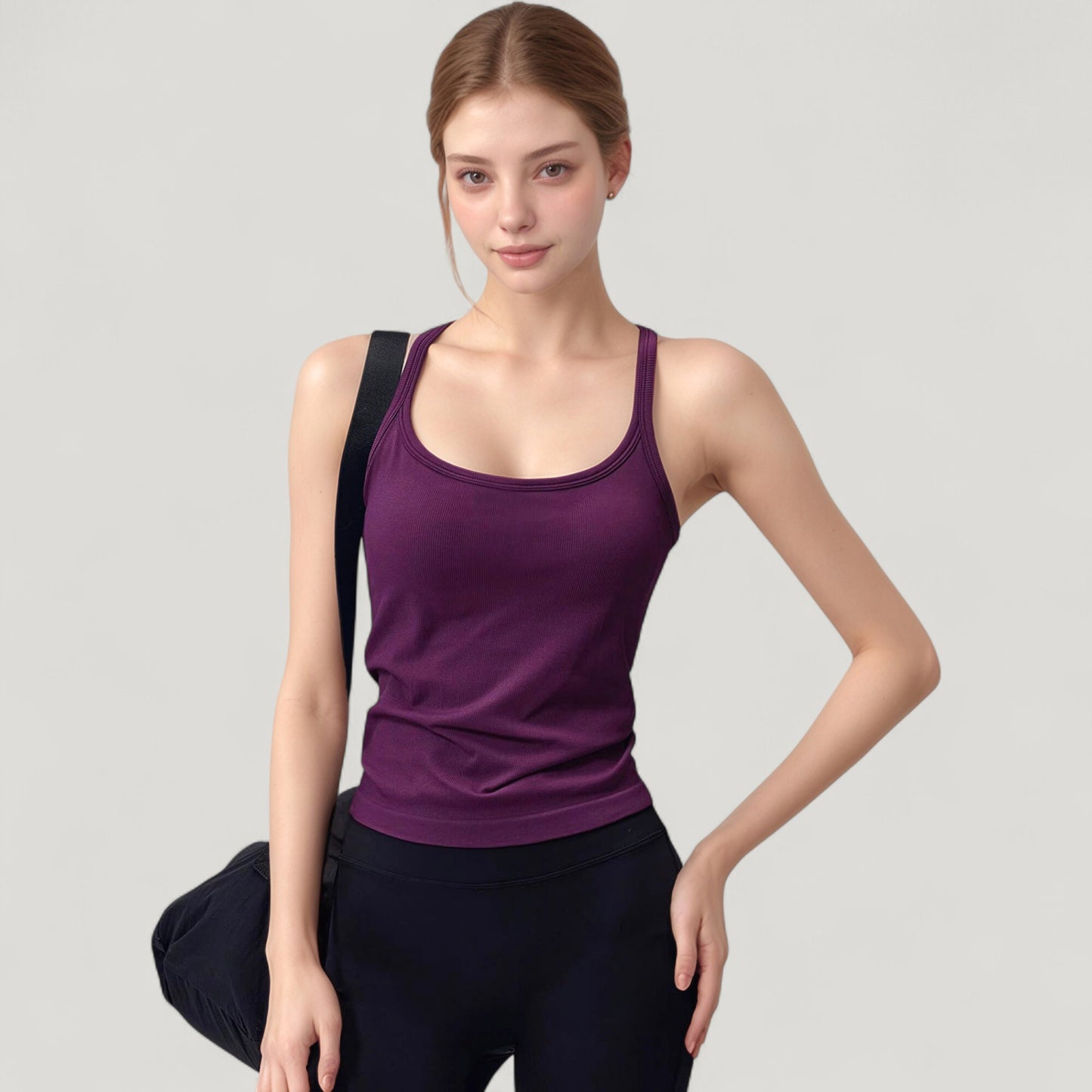 Anna-Kaci Active Women's Scoop Neck Fitted Activewear Tank Top with Racerback Design and Soft Stretch Fabric