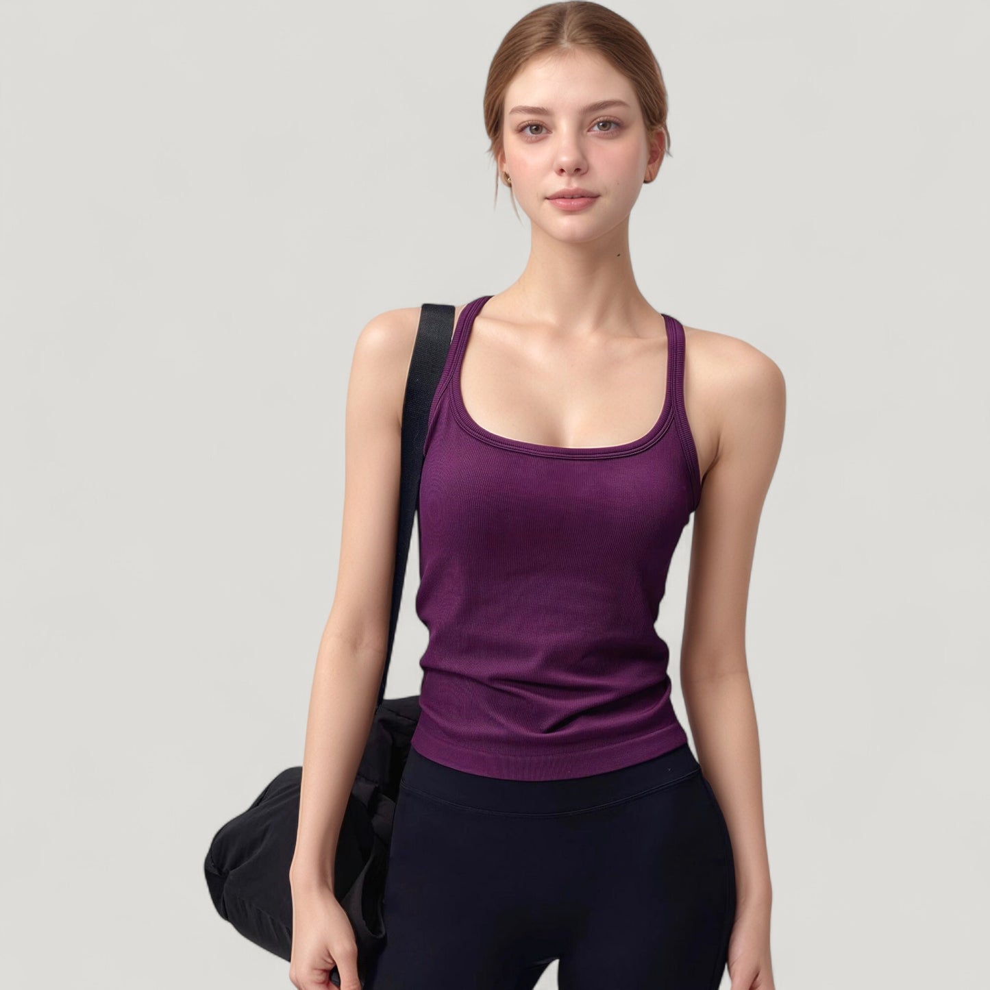 Anna-Kaci Active Women's Scoop Neck Fitted Activewear Tank Top with Racerback Design and Soft Stretch Fabric