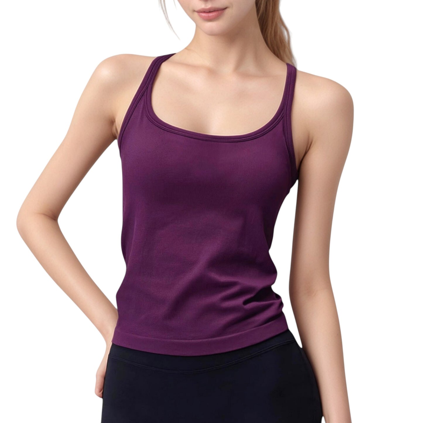Anna-Kaci Active Women's Scoop Neck Fitted Activewear Tank Top with Racerback Design and Soft Stretch Fabric