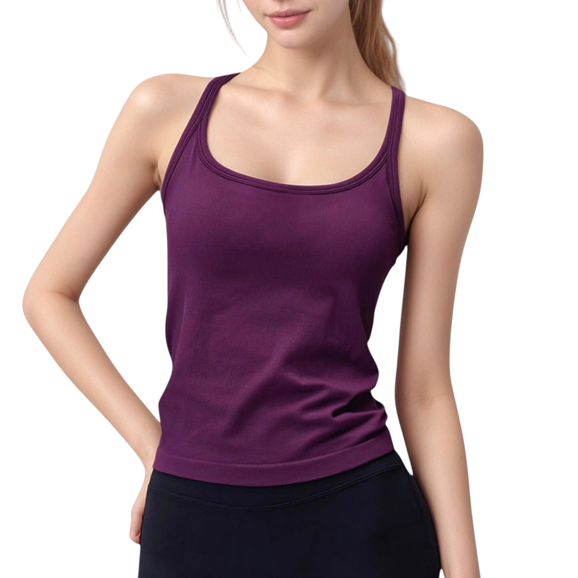 Anna-Kaci Active Women's Scoop Neck Fitted Activewear Tank Top with Racerback Design and Soft Stretch Fabric