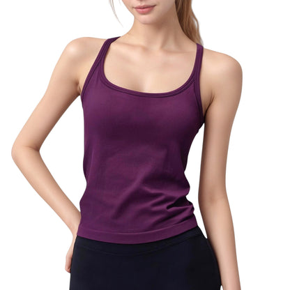 Anna-Kaci Active Women's Scoop Neck Fitted Activewear Tank Top with Racerback Design and Soft Stretch Fabric