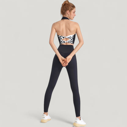 Anna-Kaci Active Women's Halter Neck Athletic Crop Top with Cross Back Detail and Stretch Fabric