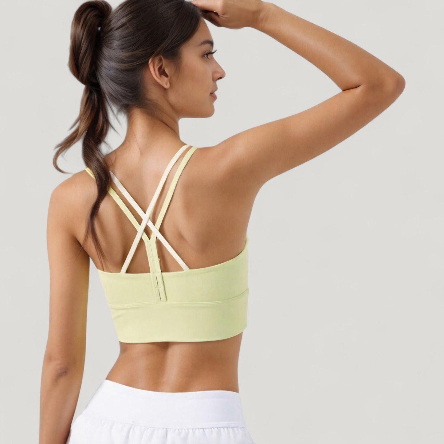 Anna-Kaci Active Women's Scoop Neck Sports Bra with Double Strap Back and Soft Stretch Fabric