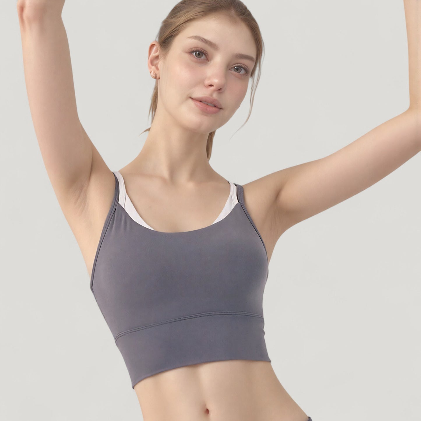 Anna-Kaci Active Women's Scoop Neck Sports Bra with Double Strap Back and Soft Stretch Fabric