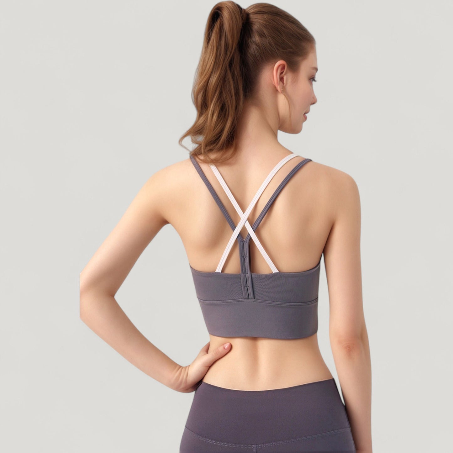 Anna-Kaci Active Women's Scoop Neck Sports Bra with Double Strap Back and Soft Stretch Fabric