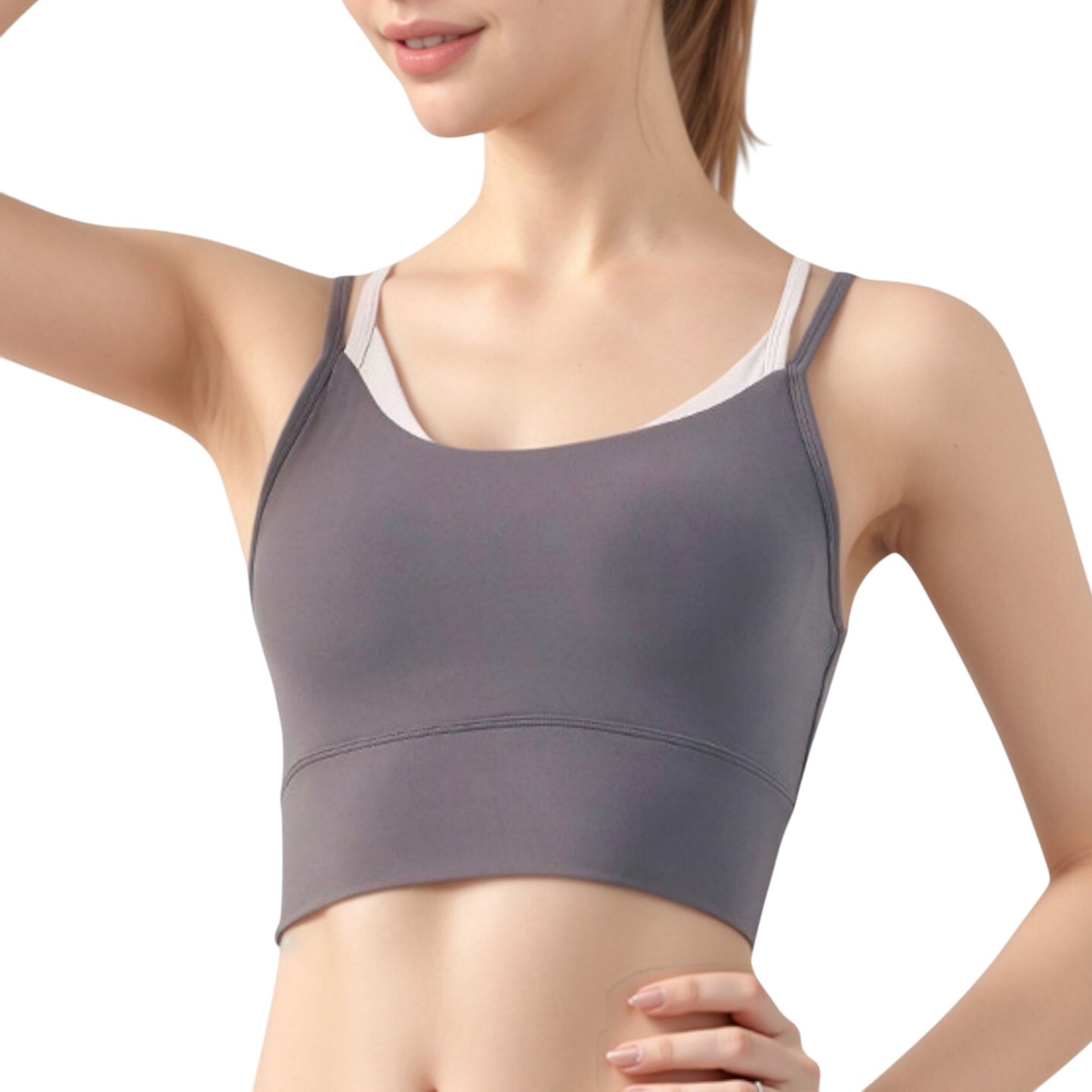 Anna-Kaci Active Women's Scoop Neck Sports Bra with Double Strap Back and Soft Stretch Fabric