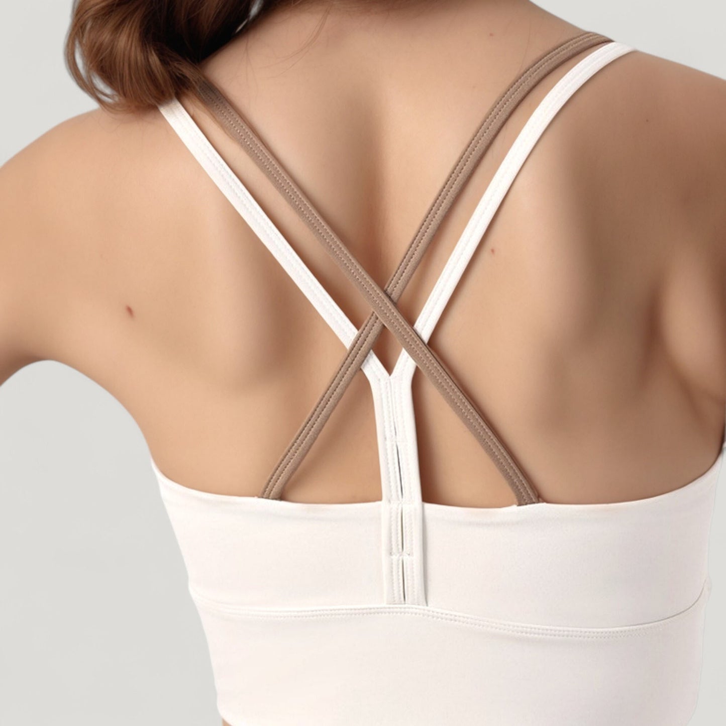 Anna-Kaci Active Women's Scoop Neck Sports Bra with Double Strap Back and Soft Stretch Fabric