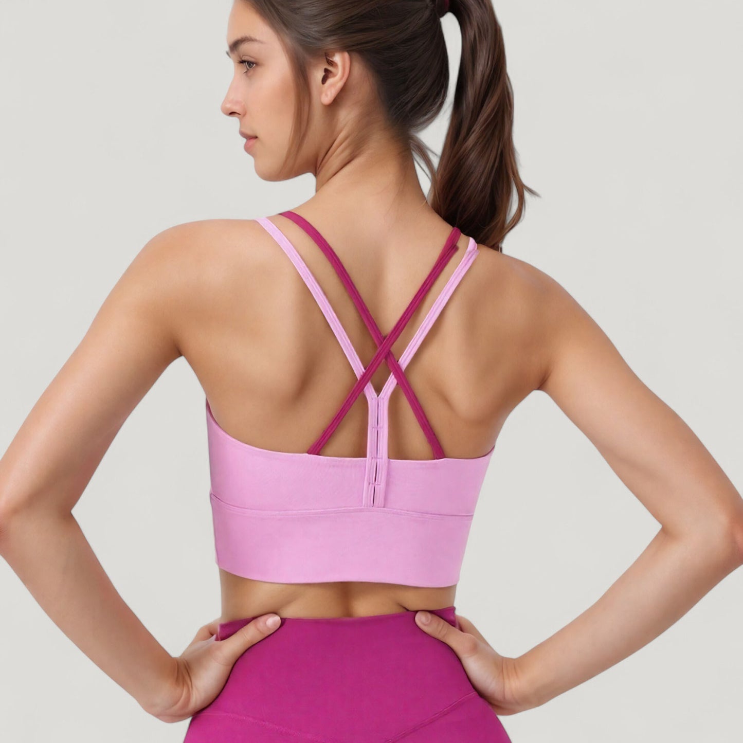 Anna-Kaci Active Women's Scoop Neck Sports Bra with Double Strap Back and Soft Stretch Fabric