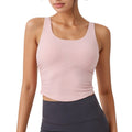 Anna-Kaci Active Women's Scoop Neck Cropped Tank Top with Strappy Cutout Back and Ruched Side Detailing
