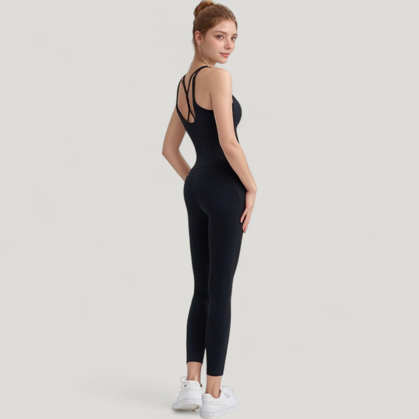 Anna-Kaci Active Women's Strappy Back Longline Activewear Tank Top with Scoop Neckline and Built-In Bra Support