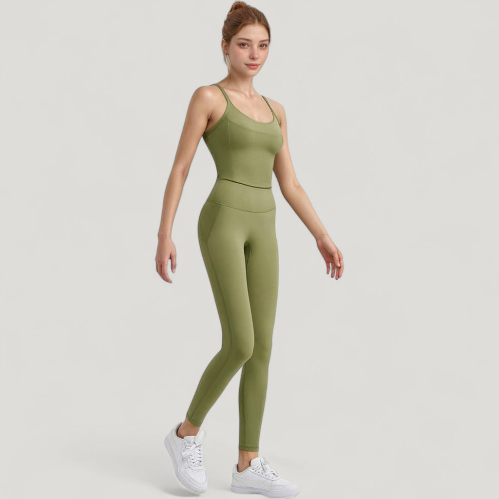 Anna-Kaci Active Women's Strappy Back Longline Activewear Tank Top with Scoop Neckline and Built-In Bra Support