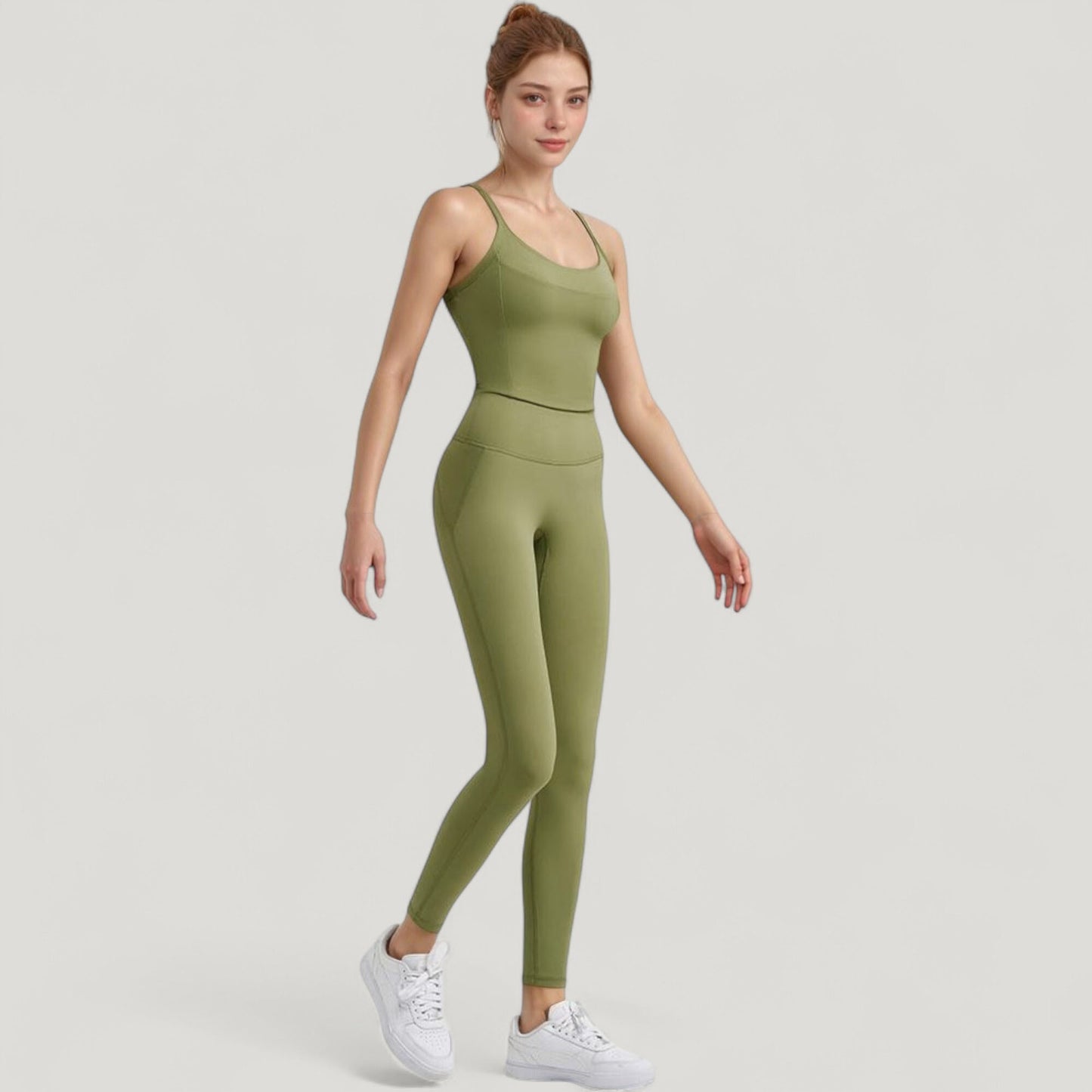 Anna-Kaci Active Women's Strappy Back Longline Activewear Tank Top with Scoop Neckline and Built-In Bra Support