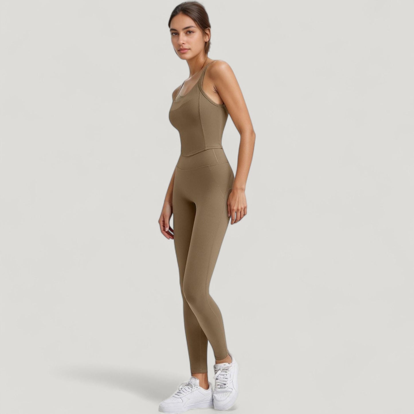 Anna-Kaci Active Women's Strappy Back Longline Activewear Tank Top with Scoop Neckline and Built-In Bra Support