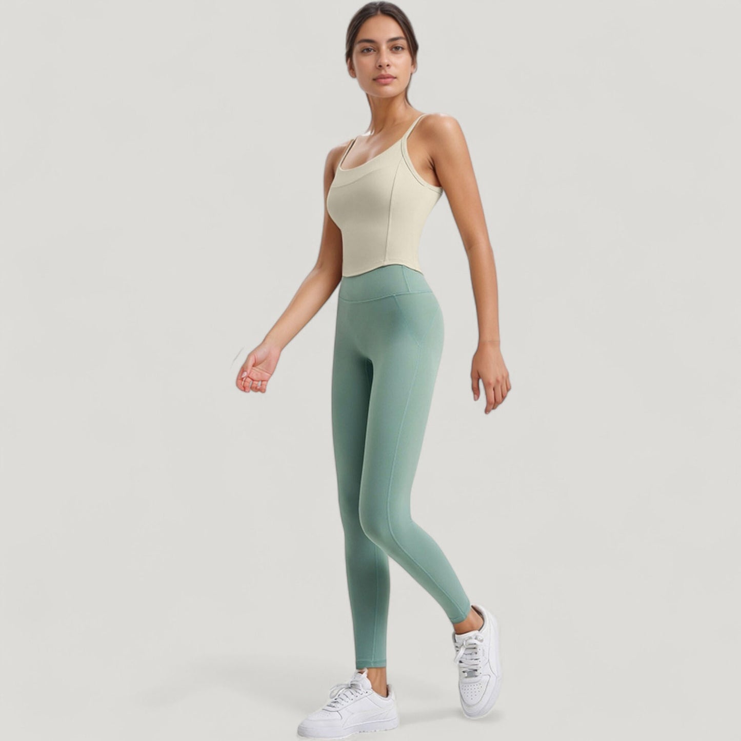 Anna-Kaci Active Women's Strappy Back Longline Activewear Tank Top with Scoop Neckline and Built-In Bra Support