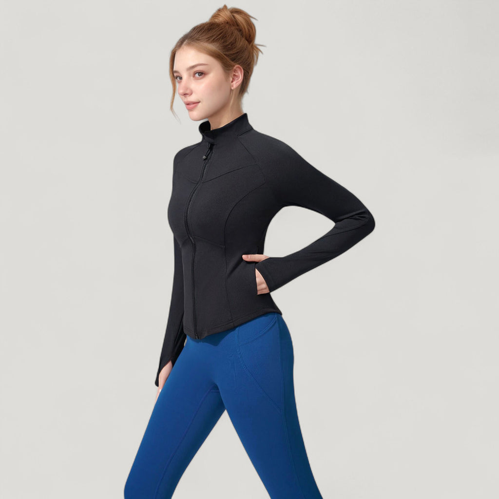 Anna-Kaci Active Women's Full Zip Long Sleeve Active Jacket with Slim Fit and High Collar