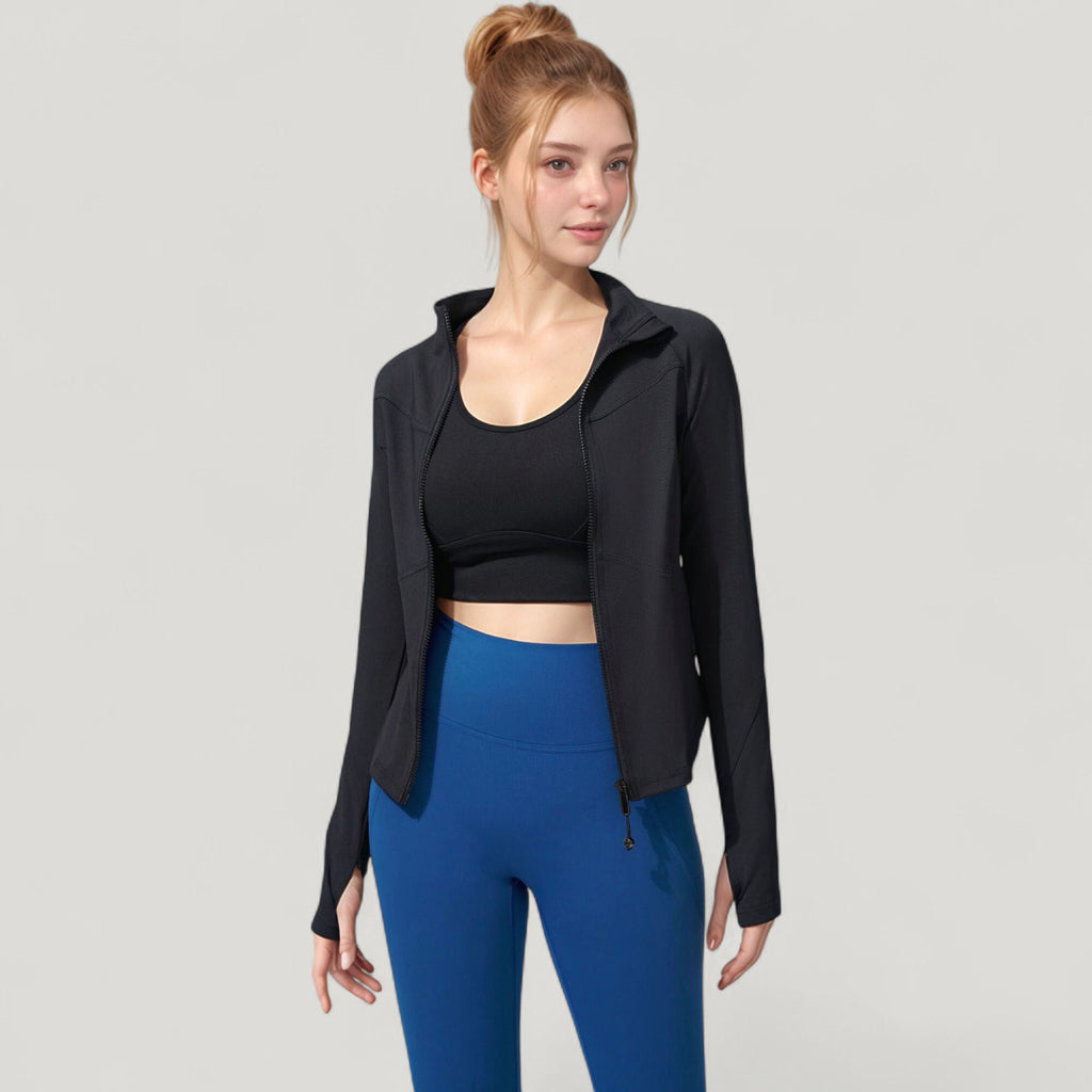 Anna-Kaci Active Women's Full Zip Long Sleeve Active Jacket with Slim Fit and High Collar