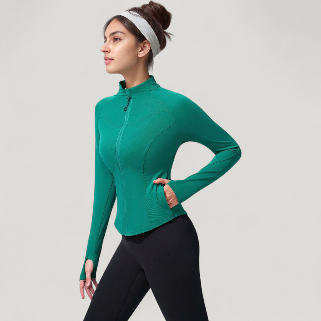 Anna-Kaci Active Women's Full Zip Long Sleeve Active Jacket with Slim Fit and High Collar