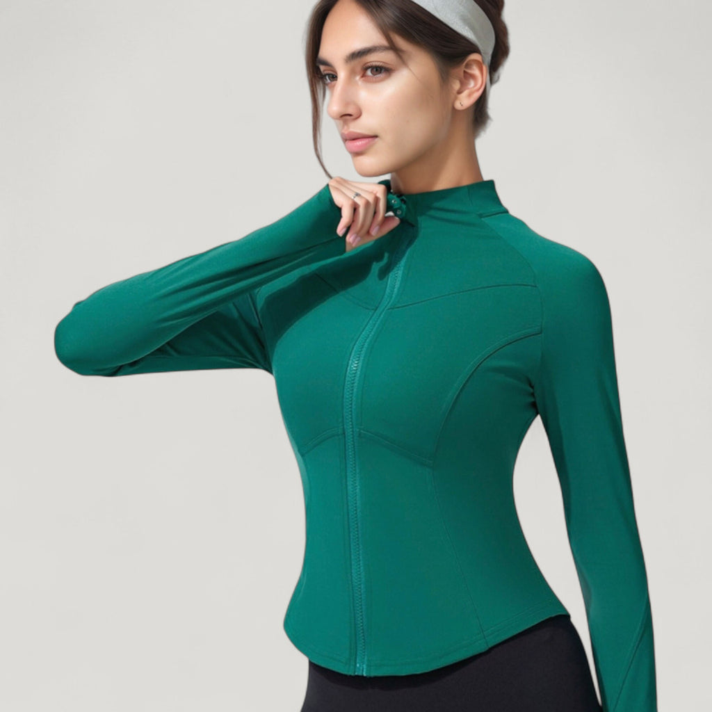 Anna-Kaci Active Women's Full Zip Long Sleeve Active Jacket with Slim Fit and High Collar