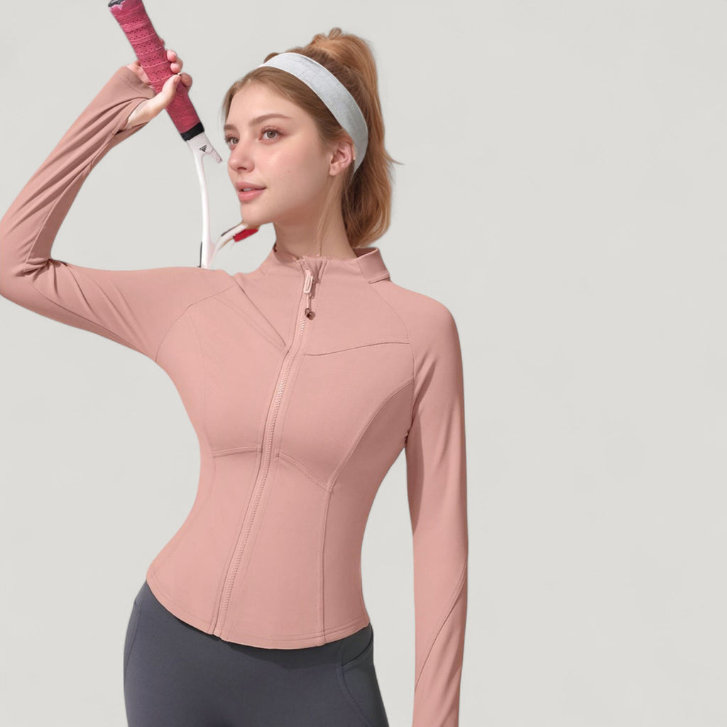 Anna-Kaci Active Women's Full Zip Long Sleeve Active Jacket with Slim Fit and High Collar