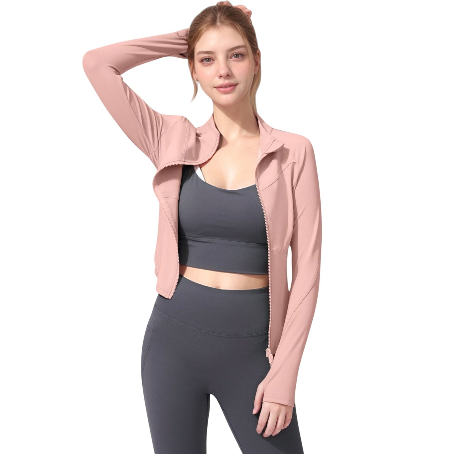 Anna-Kaci Active Women's Full Zip Long Sleeve Active Jacket with Slim Fit and High Collar