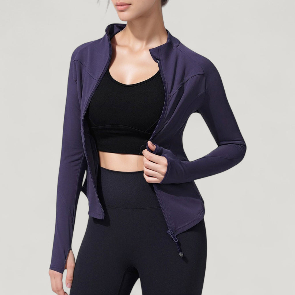 Anna-Kaci Active Women's Full Zip Long Sleeve Active Jacket with Slim Fit and High Collar