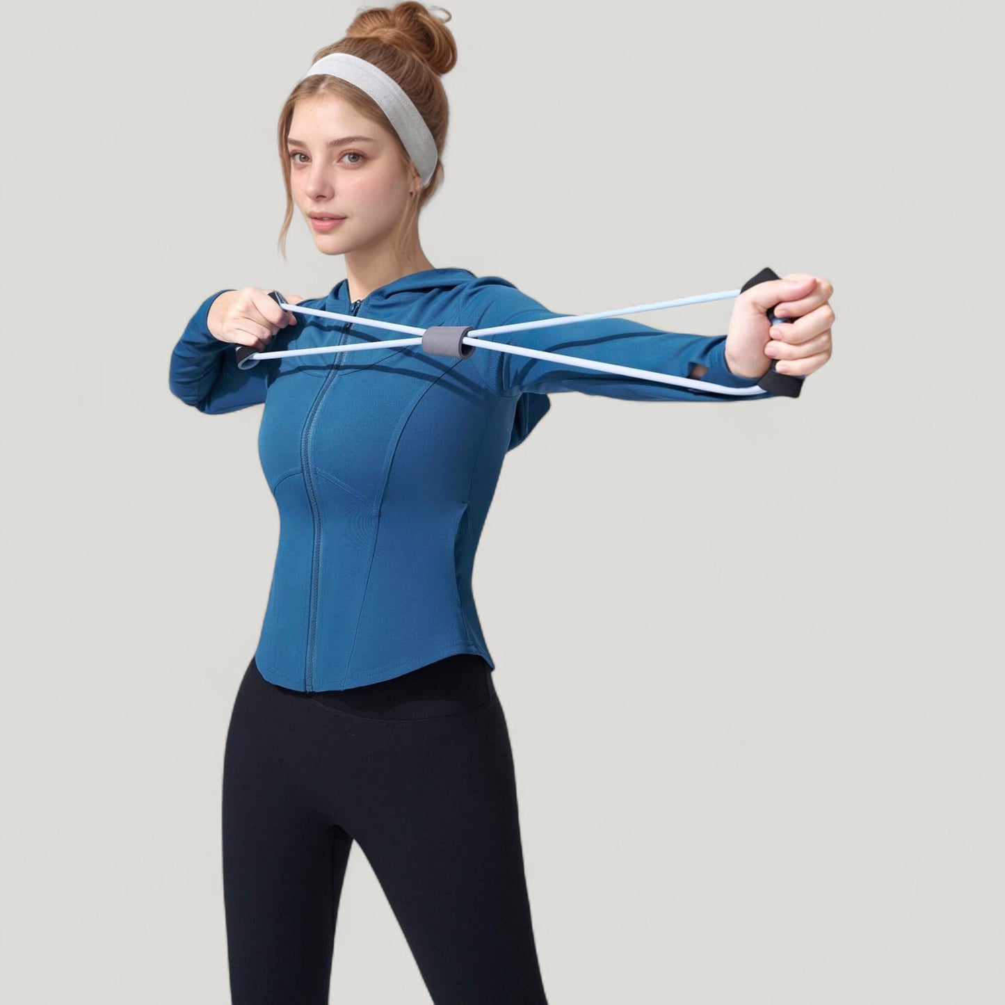 Anna-Kaci Active Women's Full Zip Long Sleeve Hooded Active Jacket with Slim Fit and Thumbhole Cuffs