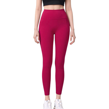 Anna-Kaci Active Women's High Waist Full Length Leggings with Wide Waistband and Side Pocket