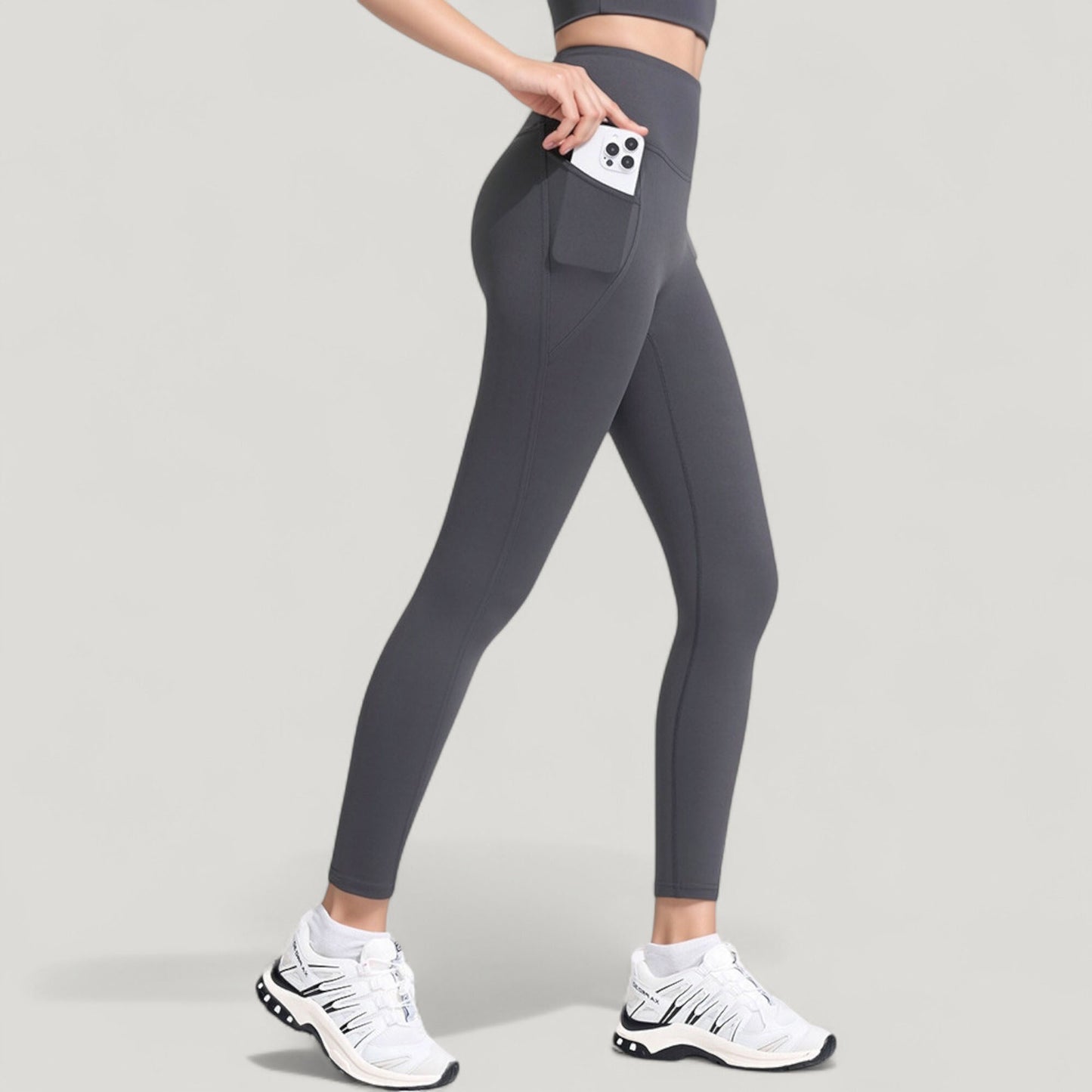Anna-Kaci Active Women's High Waist Full Length Leggings with Wide Waistband and Side Pocket