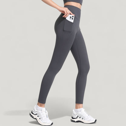 Anna-Kaci Active Women's High Waist Full Length Leggings with Wide Waistband and Side Pocket
