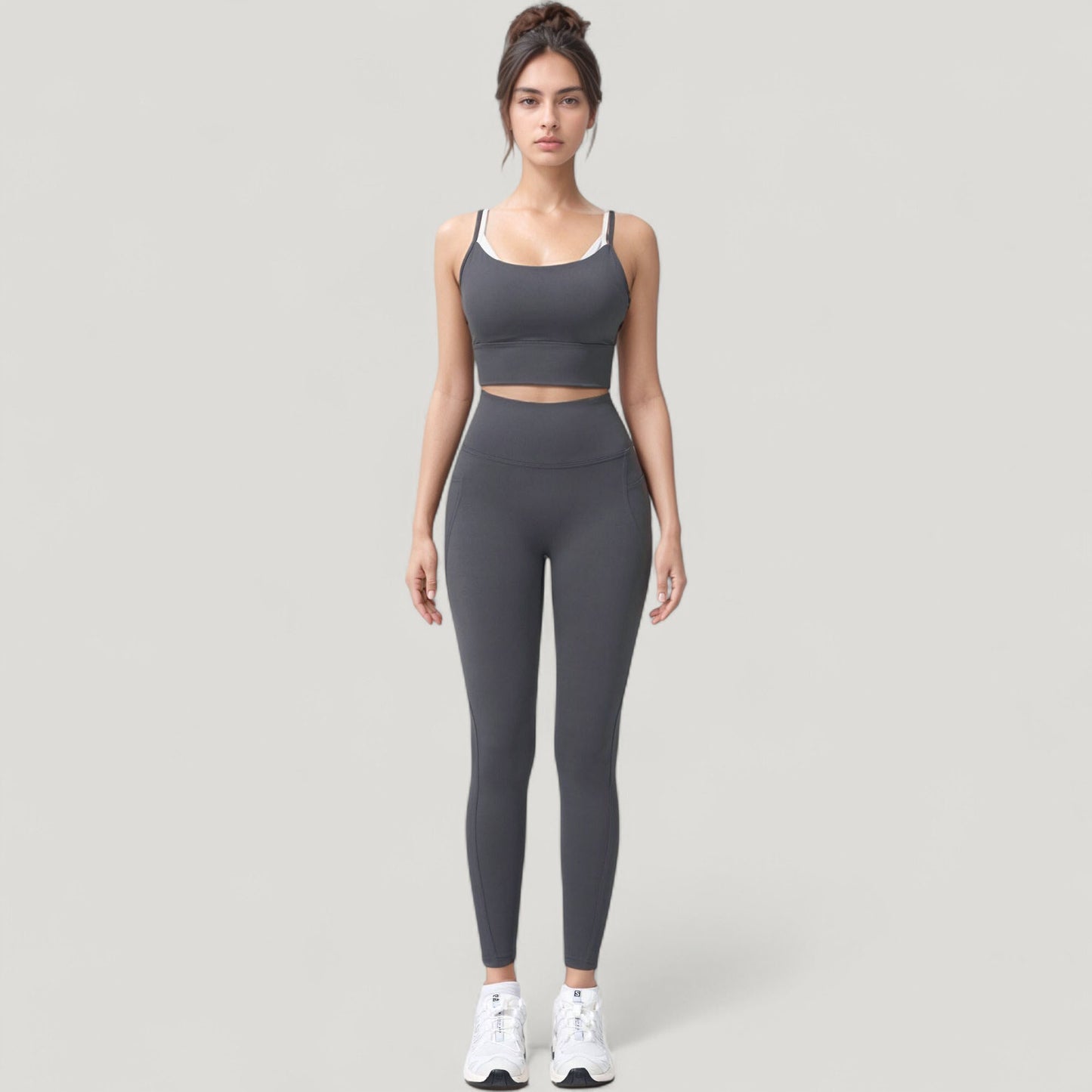 Anna-Kaci Active Women's High Waist Full Length Leggings with Wide Waistband and Side Pocket