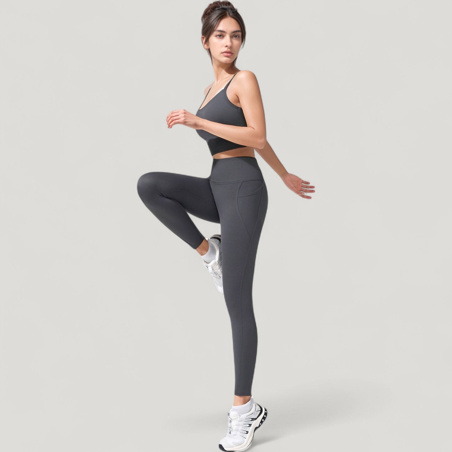 Anna-Kaci Active Women's High Waist Full Length Leggings with Wide Waistband and Side Pocket