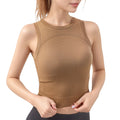 Anna-Kaci Active Women's Ribbed High Neck Sleeveless Crop Top with Seam Detail