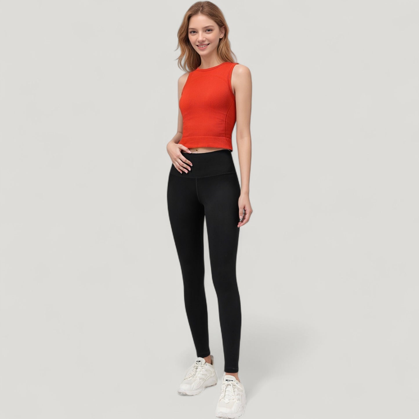 Anna-Kaci Active Women's Ribbed High Neck Sleeveless Crop Top with Seam Detail