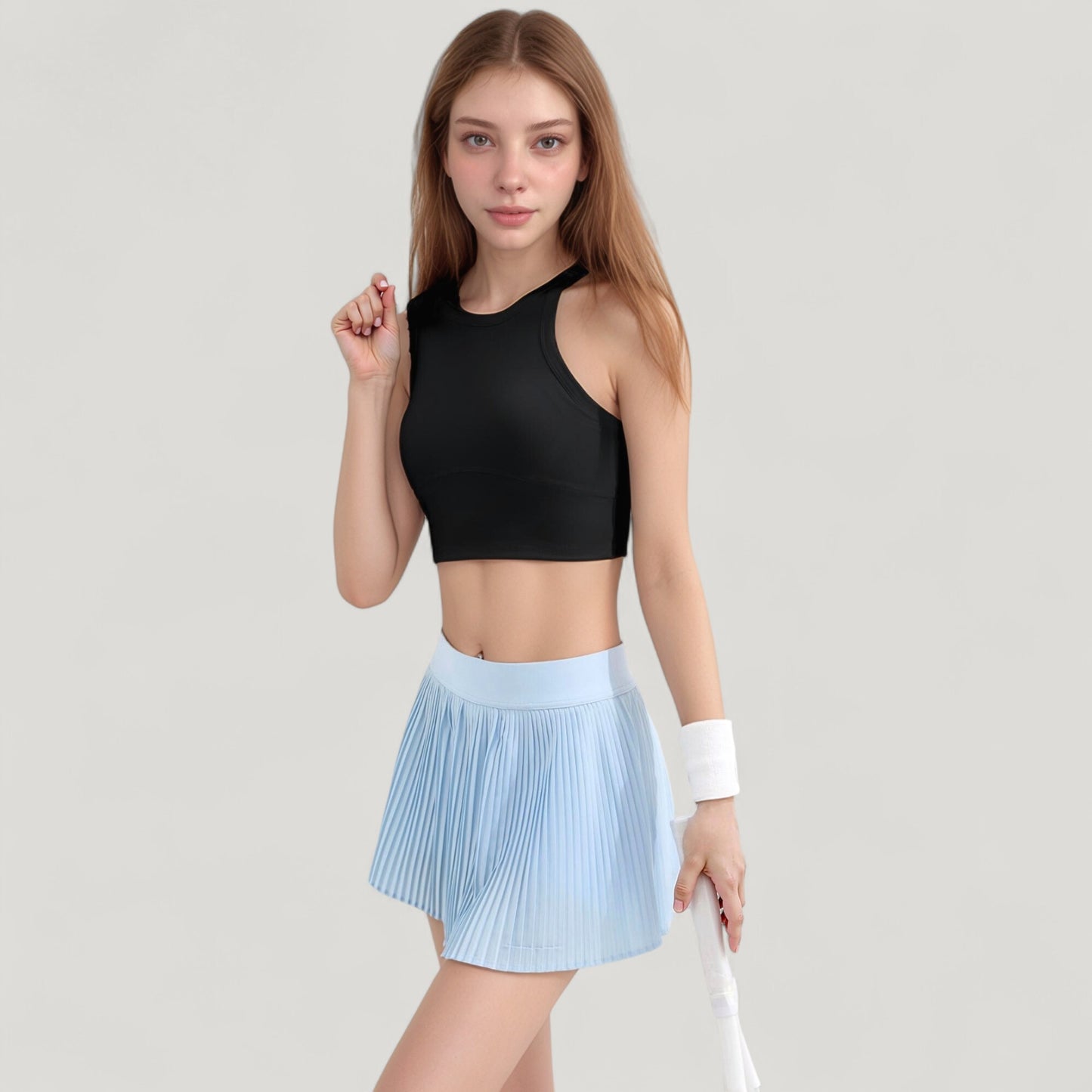 Anna-Kaci Active Women's High Neck Racerback Athletic Top with Contoured Seam Details
