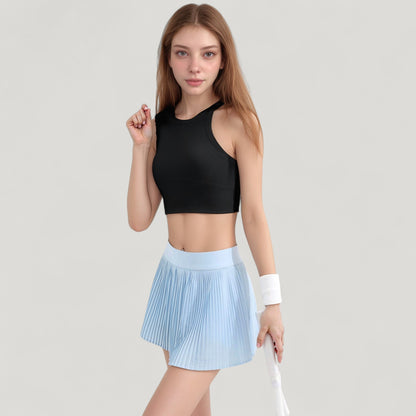 Anna-Kaci Active Women's High Neck Racerback Athletic Top with Contoured Seam Details