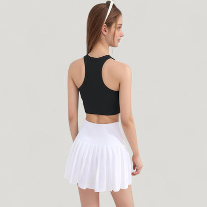 Anna-Kaci Active Women's High Neck Racerback Athletic Top with Contoured Seam Details