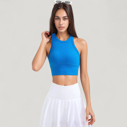 Anna-Kaci Active Women's High Neck Racerback Athletic Top with Contoured Seam Details