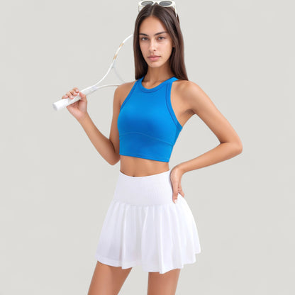 Anna-Kaci Active Women's High Neck Racerback Athletic Top with Contoured Seam Details