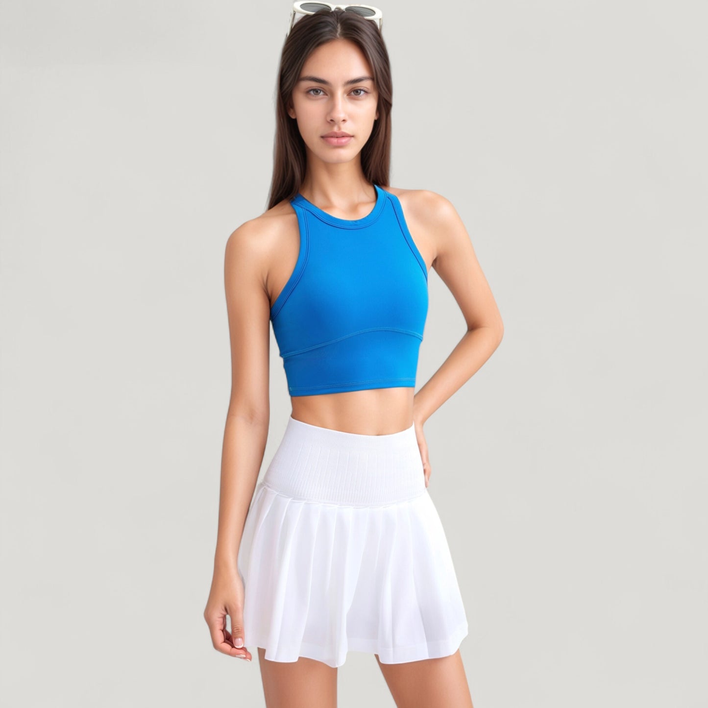 Anna-Kaci Active Women's High Neck Racerback Athletic Top with Contoured Seam Details