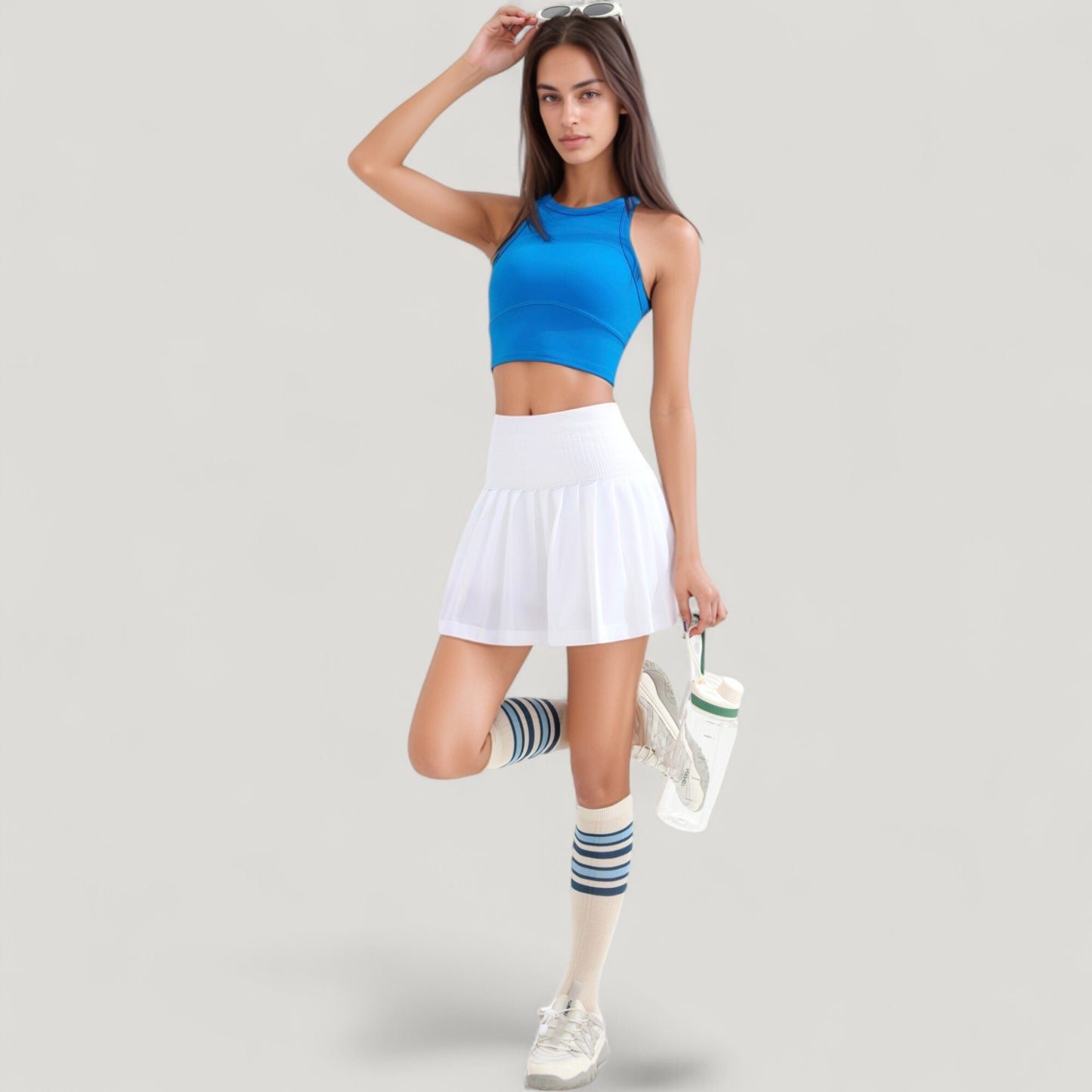 Anna-Kaci Active Women's High Neck Racerback Athletic Top with Contoured Seam Details