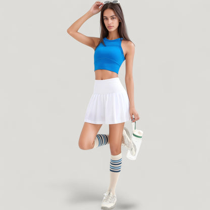 Anna-Kaci Active Women's High Neck Racerback Athletic Top with Contoured Seam Details