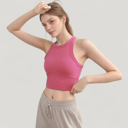 Anna-Kaci Active Women's High Neck Racerback Athletic Top with Contoured Seam Details