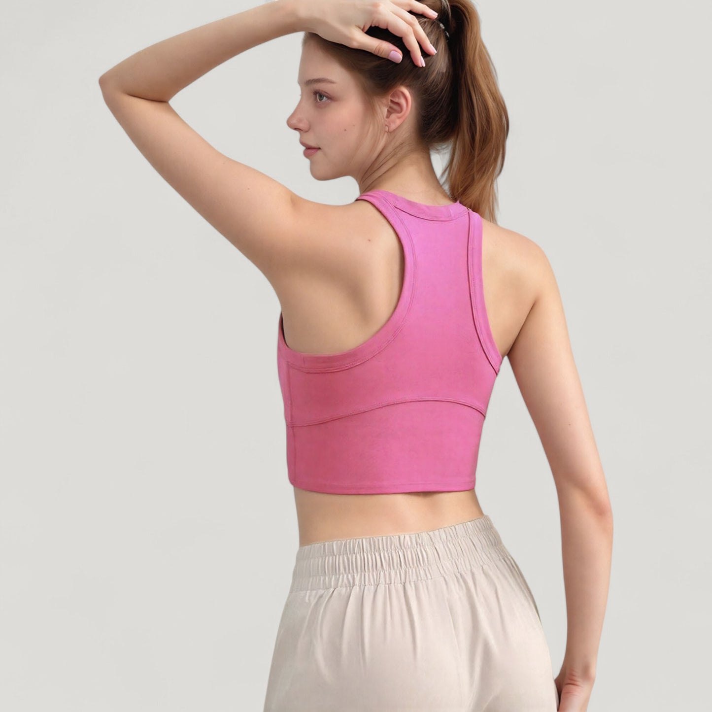 Anna-Kaci Active Women's High Neck Racerback Athletic Top with Contoured Seam Details