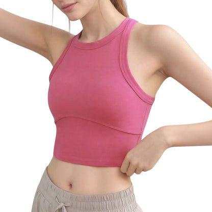 Anna-Kaci Active Women's High Neck Racerback Athletic Top with Contoured Seam Details