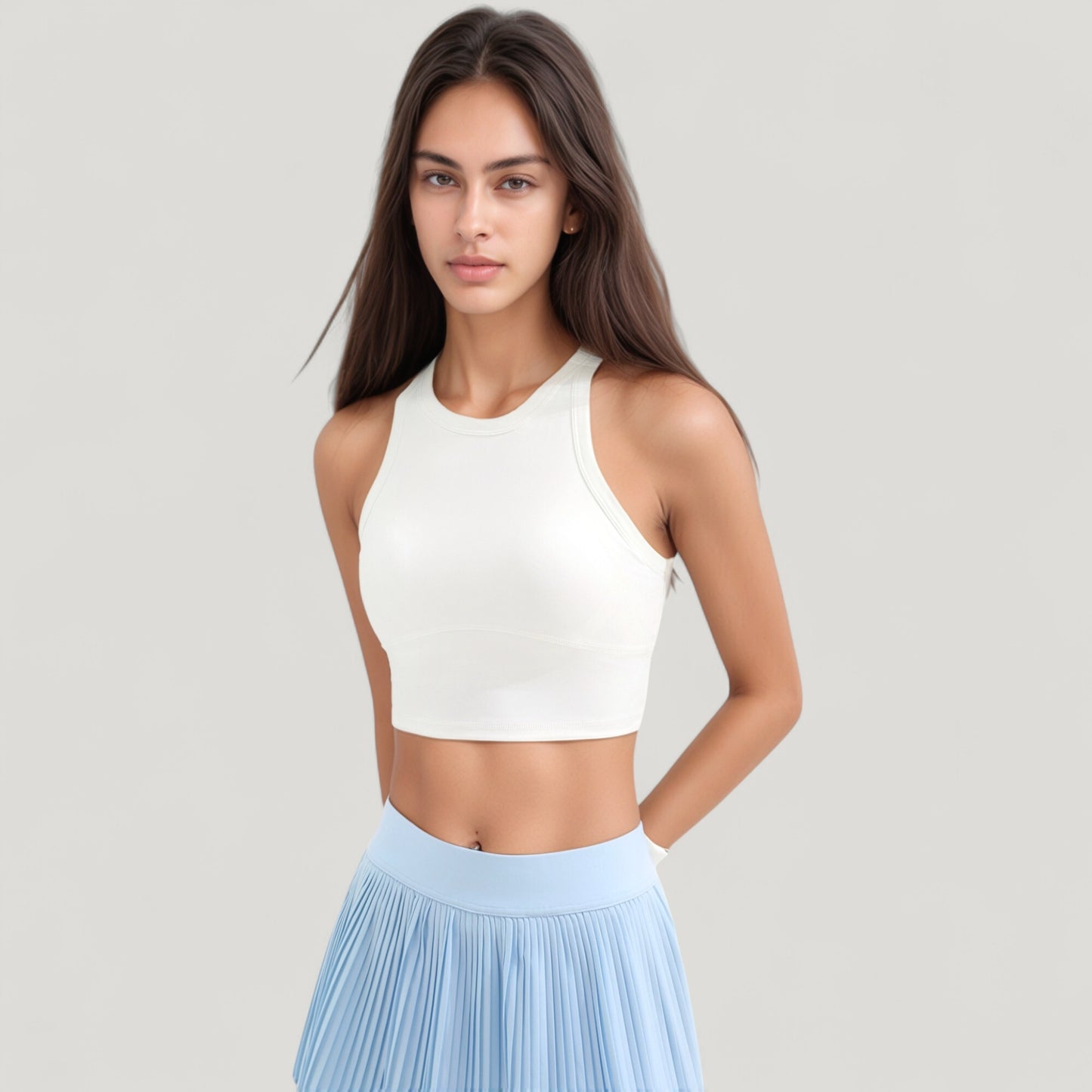 Anna-Kaci Active Women's High Neck Racerback Athletic Top with Contoured Seam Details
