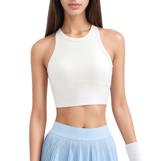 Anna-Kaci Active Women's High Neck Racerback Athletic Top with Contoured Seam Details