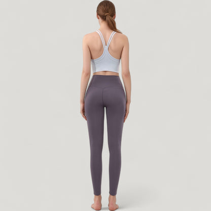 Anna-Kaci Active Women's Double Strap Crew Neck Ribbed Crop Top with Fitted Hem